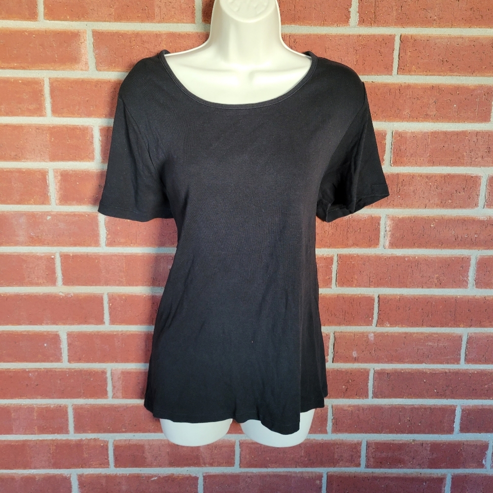 White Stag Black Short Sleeve Scoop Neck Top XL 16-18.  #392